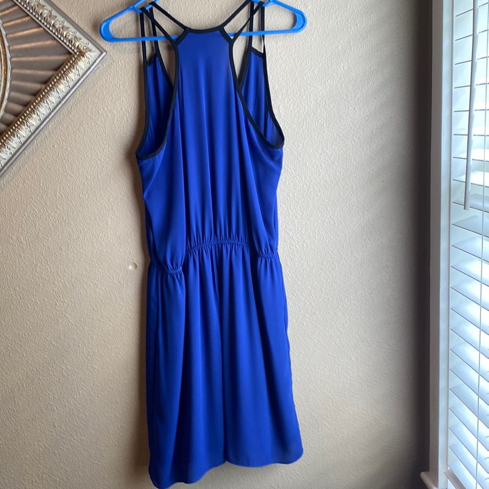 T-back sheer royal blue/black dress. Sit above the knees. - Picture 2 of 2